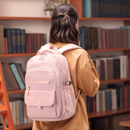 Aesthetic Daypack Backpack, Water-Resistant 15.6" Laptop Backpack for Women and Men, Featuring Touch-Fastener and Anti-Theft Pockets (Pink) - color: Pink