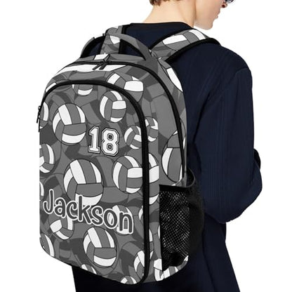 Grey Volleyball Pattern Backpack Laptop Bag Bookbags Personalized Travel Daypack Bag for Man Woman Gifts - color: Grey Volleyball Pattern