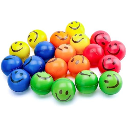 LovesTown 20 PCS Stress Balls for Kids, Squeeze Toys Smile Face Sensory Stretchy Fidget Toys for Kids Adults Stress Relief Gifts for Coworker Classroom Prize Basket Stuffers, 2.5 Inch - size: Small