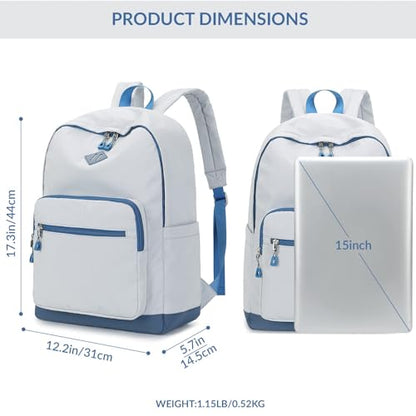 Lohol Classic Backpack for Girls Boys Teens, Lightweight Bookbag for School Travel College (Grey/Blue) - color: Grey/Blue