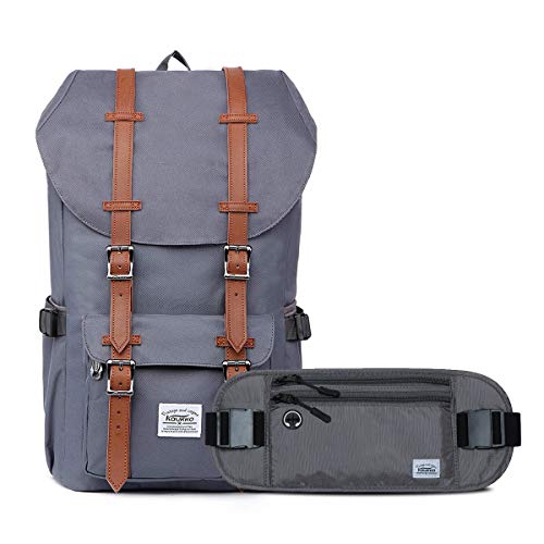 KAUKKO Laptop Outdoor Backpack Traveling Daypack Hiking Rucksack Large Capacity Bag Fits 15.6"(0-Grey(2PC)) - color: 0-grey(2pc)