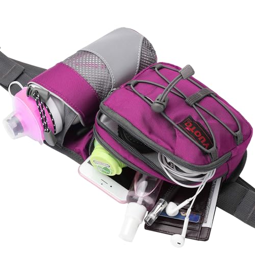 Waist Pack with Water Bottle Holder for Running Walking Hiking Fanny Pack Hydration Belt - color: Red