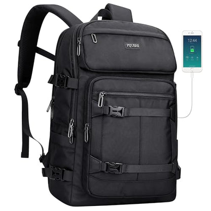 PIJUSHI Travel Backpack for Women Men Flight Aprroved Carry on Bag Large Casual Luggage Backpack Fit 16 inch Laptop(PE050 Black) - color: Black