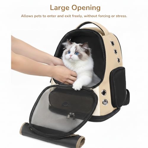 Cat Backpack Carrier, TSA Airline Approved Pet Travel Bag for Small Medium Dogs, Ventilated Hiking Camping Backpack for Cats, Kitten and Puppy up to 18 lbs, Khaki Mesh - color: Khaki Mesh