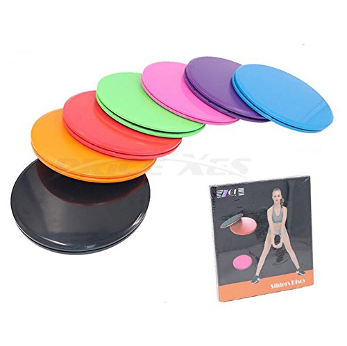 Core Exercise Sliders, Dual Sided Gliding Discs & Exercise Resistance Loop Bands & Pounch for Legs Butt Forearm Stretching Physical Therapy Use on Carpet or Hardwood Floors Home Ab Workout
