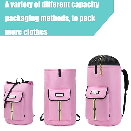laundry bag backpack,extra-large heavy duty laundry bags,laundry backpack for college students,drawstring closure (Light Pink Laundry Bag) - color: Light Pink Laundry Bag
