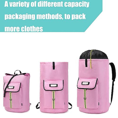 laundry bag backpack,extra-large heavy duty laundry bags,laundry backpack for college students,drawstring closure (Light Pink Laundry Bag) - color: Light Pink Laundry Bag