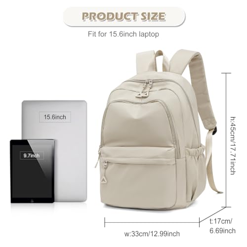 Casual Laptop Backpack for Women Men College Bookbag Waterproof Lightweight School Bag 15.6inch Laptop Daypack Large Capacity School Backpack for Teens Boys Girls (khaki) - color: Khaki