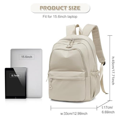 Casual Laptop Backpack for Women Men College Bookbag Waterproof Lightweight School Bag 15.6inch Laptop Daypack Large Capacity School Backpack for Teens Boys Girls (khaki) - color: Khaki