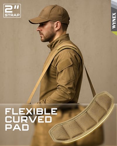 WYNEX Shoulder Strap Pad for Tactical Pouch, Universal Bag Strap with Detachable Thick Pad Single Shoulder Straps Replacement - color: Khaki, size: 2“ Strap