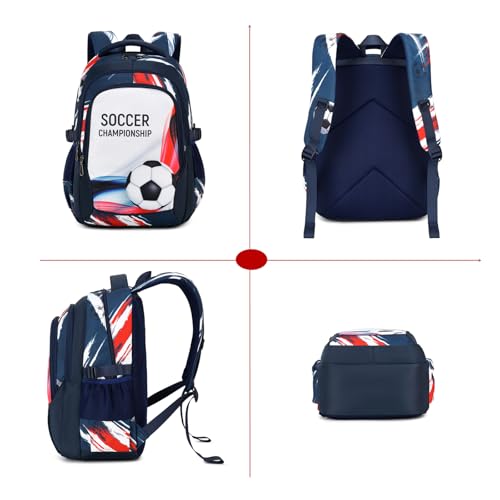 mezhsa Boys Backpack Kids Bookbag Durable Elementary Middle School Bags Soccer 18in (white) - color: White