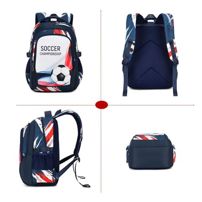 mezhsa Boys Backpack Kids Bookbag Durable Elementary Middle School Bags Soccer 18in (white) - color: White