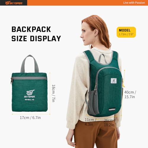 SKYSPER Small Daypack 10L Hiking Backpack Packable Lightweight Travel Day Pack for Women Men - color: Darkgreen, size: 10l