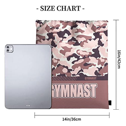 Drawstring Backpack Waterproof Gym Drawstring Bags Sports String Bag Camo Sackpack-Dusty Rose Gymnastics Drawstring Bag - color: Gymnastics Drawstring Bags-camo Dusty Rose