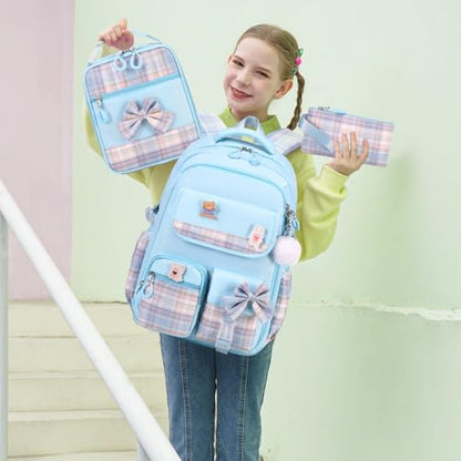 ACESAK Girls Backpack - 3PCS Backpack for Girls Cute School Backpacks for Girls Kindergarten Elementary Preschool Middle Kids School Bags with Lunch Box Pencil Case Set (Blue) - color: Blue
