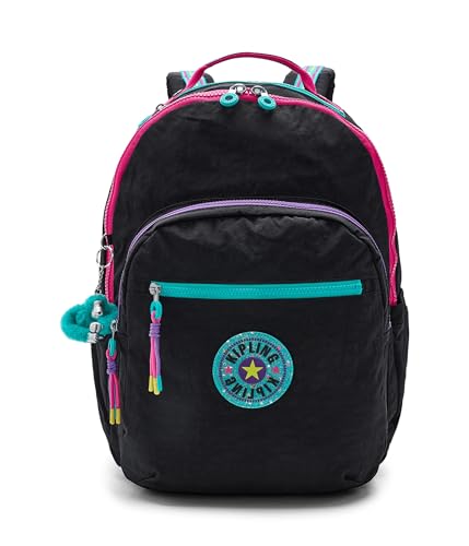 Kipling Women's Seoul Extra Large Fc 17" Laptop Backpack, Durable, Roomy with Padded Shoulder Straps, Built-In Protective Sleeve - color: Black Fun C, size: 13.5''L x 17.75''H x 9''D