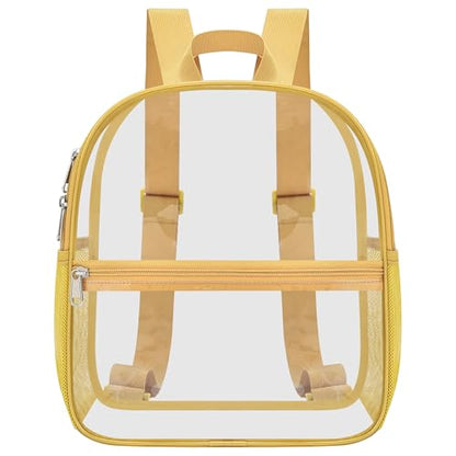 Oraben Clear Backpack Stadium Approved, 12 x 6 x 11 in, Small Transparent Backpack for Concerts, Sports Events, Festivals, Travel, Waterproof PVC, Adjustable Straps, Women Men - color: Gold, style: Nylon Shoulder Straps