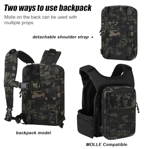 PETAC GEAR Tactical Molle Hydration Pack for 1.5L - Lightweight Water Reservoir Bag for Molle Vest Backpack, for Hiking, Hunting - style: MCBK without bladder