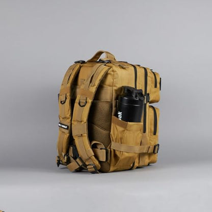 WOLFpak 25L Athletic Gym Backpack (Khaki) Durable 1000D Waterproof Oxford Material with MOLLE Webbing, Laptop Pocket & Dual Cup Holders - color: Khaki