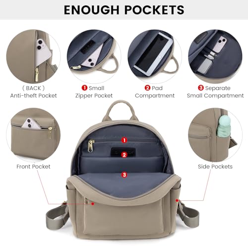 LOVEVOOK Backpack for Women Light Weight Waterproof Backpack Purses Daily Backpack… | Light Weight - color: Khaki