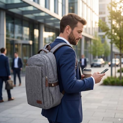 Travel Backpack Mens Business Laptop Bag with Multi-Pockets Minimalist Nylon Daypack Fits 16 Inch Notebook Casual Work Bag (GRY) - color: Gry