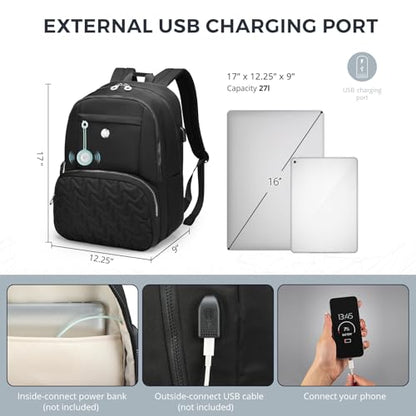 Swissdigital Design Backpack for Women, Medium Black Backpack with Finder, 15.6 inch Laptop Modern Backpacks with USB Charging Port and Finder – Finder Color Random | SD17119507F-01 - color: Black-finder