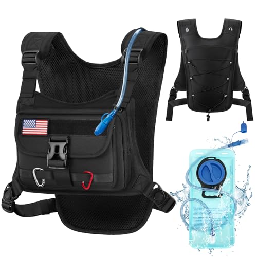 RAINSMORE Hydration Vest with Water Bladder Adjustable Strap Chest Pack