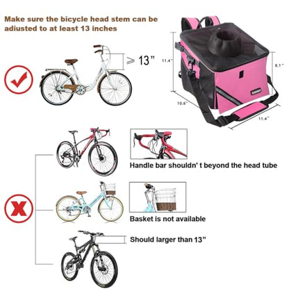 Pet Carrier Bicycle Basket Bag Pet Carrier/Booster Backpack for Dogs and Cats with Big Side Pockets,Comfy & Padded Shoulder Strap,Travel with Your Pet Safety（Pink Carnation） - color: Pink Carnation