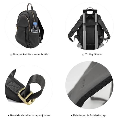 M-ioi-M Medium Backpack Purse for Women, Fashion Nylon Daypack with Gold Hardware, Lightweight Water-Resistant Rucksack for College, Work, Travel, Everyday Use, Fits 13–14" Laptop (Space Gray,Medium) - color: Space Gray,medium