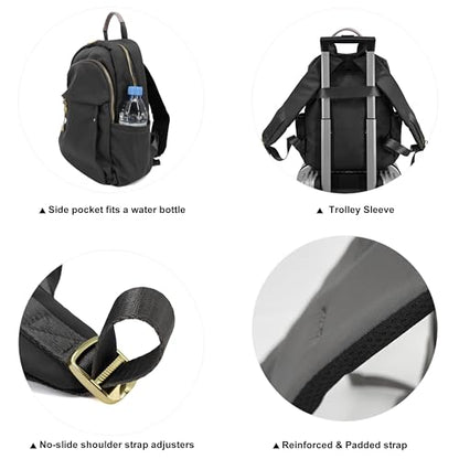 M-ioi-M Medium Backpack Purse for Women, Fashion Nylon Daypack with Gold Hardware, Lightweight Water-Resistant Rucksack for College, Work, Travel, Everyday Use, Fits 13–14" Laptop (Space Gray,Medium) - color: Space Gray,medium