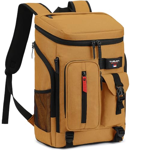 TUGUAN Cooler Backpack 36 Cans Insulated Leak Proof Lightweight Lunch Backpack for Men Work Portable Travel Thermal Bag Compartment Camping Hiking Beach Pincnic Cooler for Women - color: Brown
