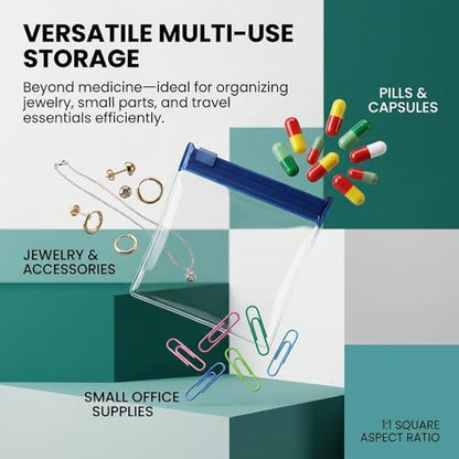 Reusable Pill Pouches for Travel: Color Coded Self Sealing Medicine Bags - Waterproof EVA Pill Pockets for Storage (3 Set)