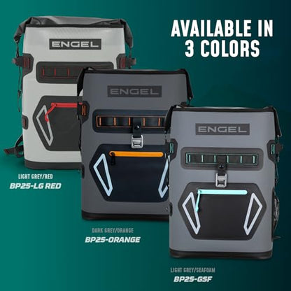 Engel BP25 25 Quart Roll-Top High Performance Backpack Cooler - color: Dark Gray/Lime