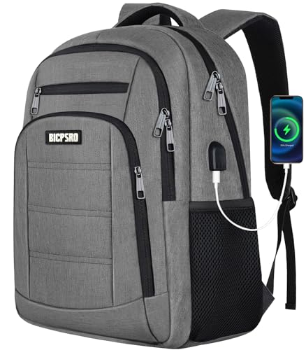 Laptop Backpack for Men Women,Work Business Backpack with USB Charging Port,Water Resistant College Computer Bookbag Fits 15.6 Inch Laptop,Waterproof Anti Theft Back Pack,Mochilas Grey - color: C3-grey, size: 15.6 Inch