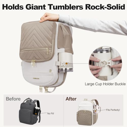 VANKEAN Laptop Backpack for Women (BEIGE-KHAKI, 15.6 Inch) - color: Beige-khaki, size: 15.6 Inch