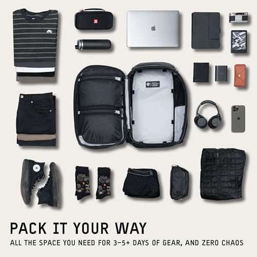 WANDRD TRANSIT Travel Backpack (35L): Expandable Carry-On Travel Backpack – Weather-Resistant, Laptop Compartment, Dual Side Access & Camera Cube Compatible Adventure Bag - color: Black, style: 35l Travel Backpack