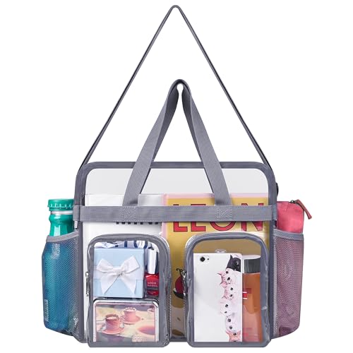 Oraben Clear Tote Bag Clear Bag Stadium Approved 12x6x12 Stadium Bag for Work, Sports Games,Gym - color: Grey, style: Two Pockets