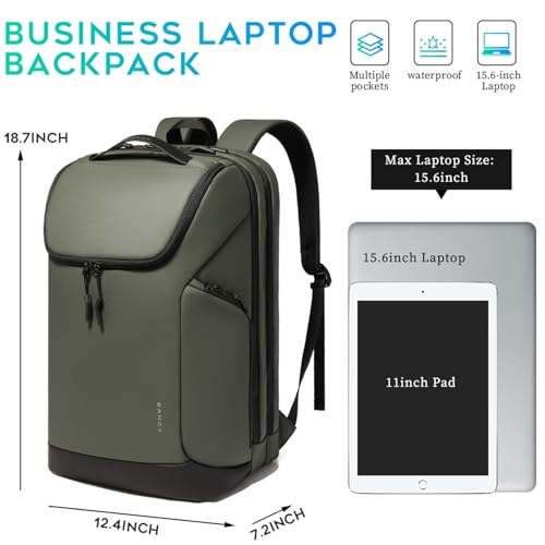 FUTURE AESTHETICS Business Commute Backpack for Men and Women, Waterproof 15.6 Inch Laptop Backpack, Durable Flight-Approved Travel Backpack for Work/College, Green - color: Green