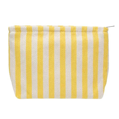 PAZIMIIK Makeup Bag Large Cotton Zipper Pouch for Purse Travel Canvas Make Up Organizer for Women Cosmetic,Stripe Yellow - color: Stripe Yellow