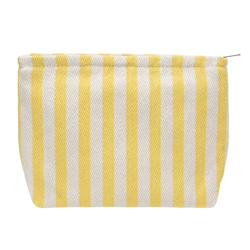 PAZIMIIK Makeup Bag Large Cotton Zipper Pouch for Purse Travel Canvas Make Up Organizer for Women Cosmetic,Stripe Yellow - color: Stripe Yellow