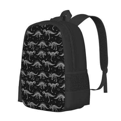 Lightweight Polyester Daypack Funny Dinosaur Skeleton Black, Anti Theft Large Capacity Travel Hiking Backpack Unisex Carry On Bag for Outdoor Commute Business Use - color: Design (1321)
