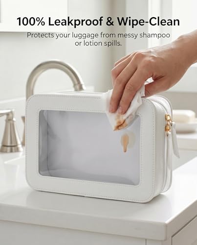 LETGO Clear Makeup Bags, TSA Approved Toiletry Bag with Zipper, Clear Makeup Organizer Fit Carry-on Travel Essentials,Clear Cosmetic Bags for Women Men (C-Beige) - color: C-Beige