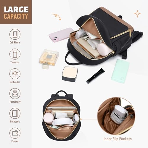 MDODO Small Backpack for Women Lightweight Stylish Mini Backpack Daypack Purses Cute Bookbag for Casual College Travel Daily,fit 10.9Inch iPad,Black - color: Black