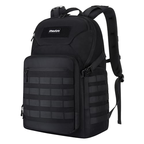 MOSISO 30L Military Tactical Backpack for Men, Daypack 3 Day Bug Out Bag Hiking Rucksack with Bottle Holder for Sport Outdoor Hiking Camping Training, Black