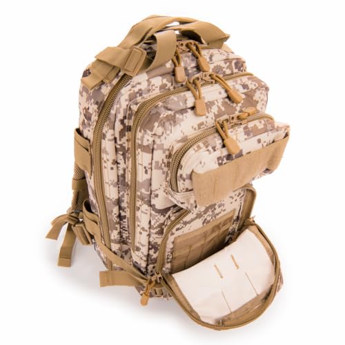 Medium Backpack with Pistol Retention System, Desert Digital, Concealed Carry Capability with MOLLE Webbing Exterior for Modular Gear Expansion - color: Desert Digital