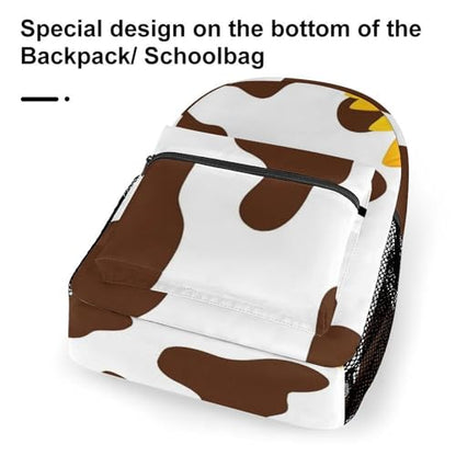 Women's Lightweight Bookbag Casual Travel Backpack Bag with Adjustable Strap Cow Print And Sunflower Daypack Bags for Travel Office College - color: Color(531)