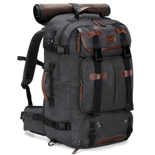 Gonex 40L Convertible Canvas Travel Backpack for Men, Airline Approved 3-in-1 Vintage Laptop Bag with Shoe Compartment, Lightweight Carry-On Rucksack for Weekender Work Briefcase (Dark Grey) - color: Dark Gray
