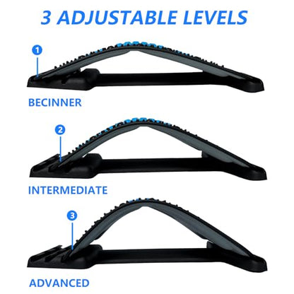 Back Stretcher with Lumbar Support for Back Pain Relief - Dual-Sided 3-Level Adjustable Spinal Decompression lumbar board (Blue) - color: Blue
