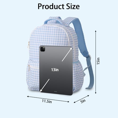 DYSHAYEN Kids Backpack for Boys, Blue Gingham - color: Blue Gingham