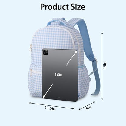 DYSHAYEN Kids Backpack for Boys, Blue Gingham - color: Blue Gingham